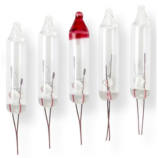 Christmas Lights Replacement Bulbs – 2.5-Volt Clear Warm Incandescent Mini Bulbs – for String, Icicle, Net Lights - 4 Regular & 1 Flasher