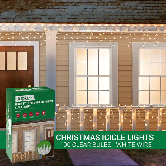 Christmas Twinkle Icicle Lights - 12 of 100 Bulbs Twinkle - 5.5 Feet Light String - 100 LED Bulbs - Indoor Outdoor - Random Shimmering Twinkling Sparkling Christmas Icicle Lights