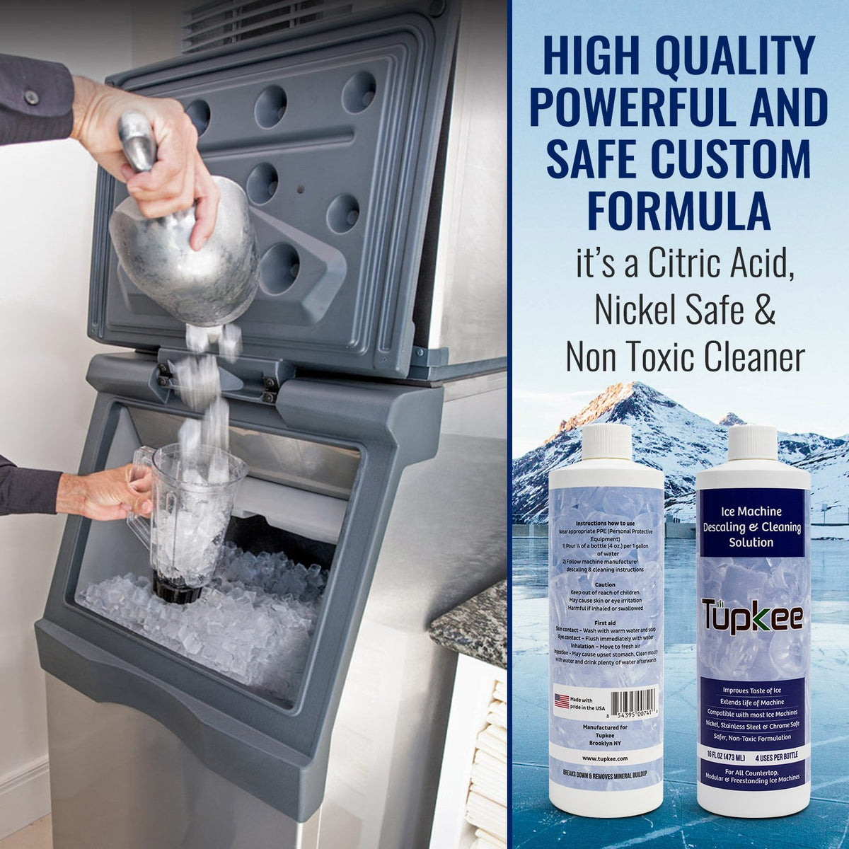 Ice Machine Cleaner Nickel Safe - 16oz Ice Maker Cleaner, Universal fo –  Tupkee