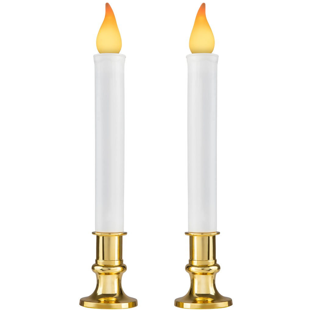 Christmas LED Window Candles - Flickering Flameless Window Candles, Battery Operated with Timer – Set of 2-2 Pack (Total of 4 Candles)