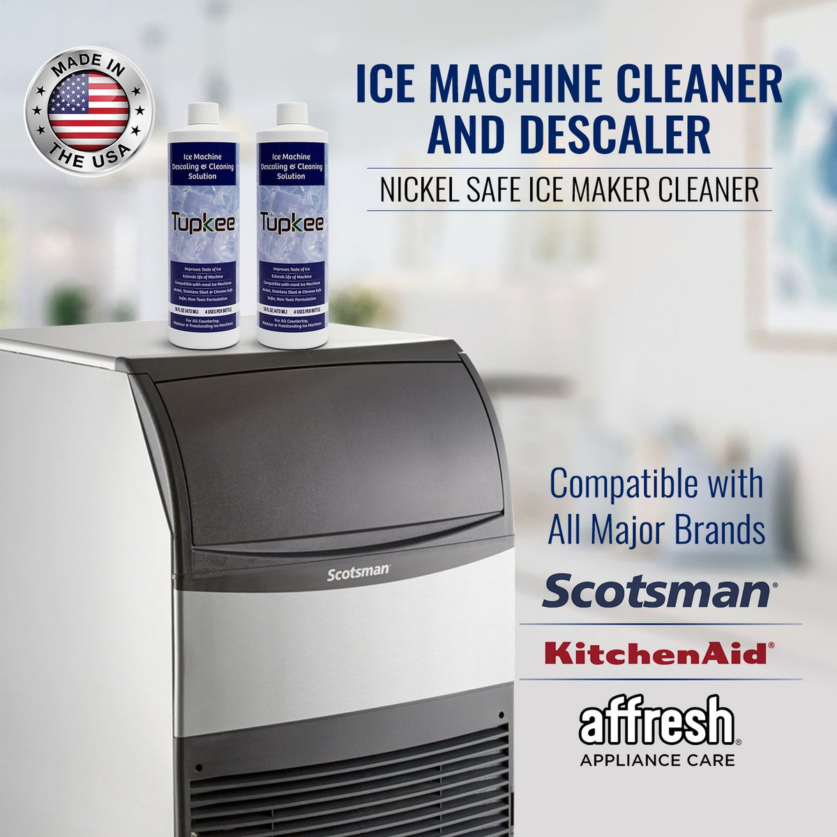 GetUSCart- 2 Pack Essential Values Ice Machine Cleaner 16 fl oz, Nickel  Safe Descaler  Ice Maker Cleaner Compatible with: Whirlpool 4396808,  Manitowac, Ice-O-Matic, Scotsman, Follett & More! - Made in USA