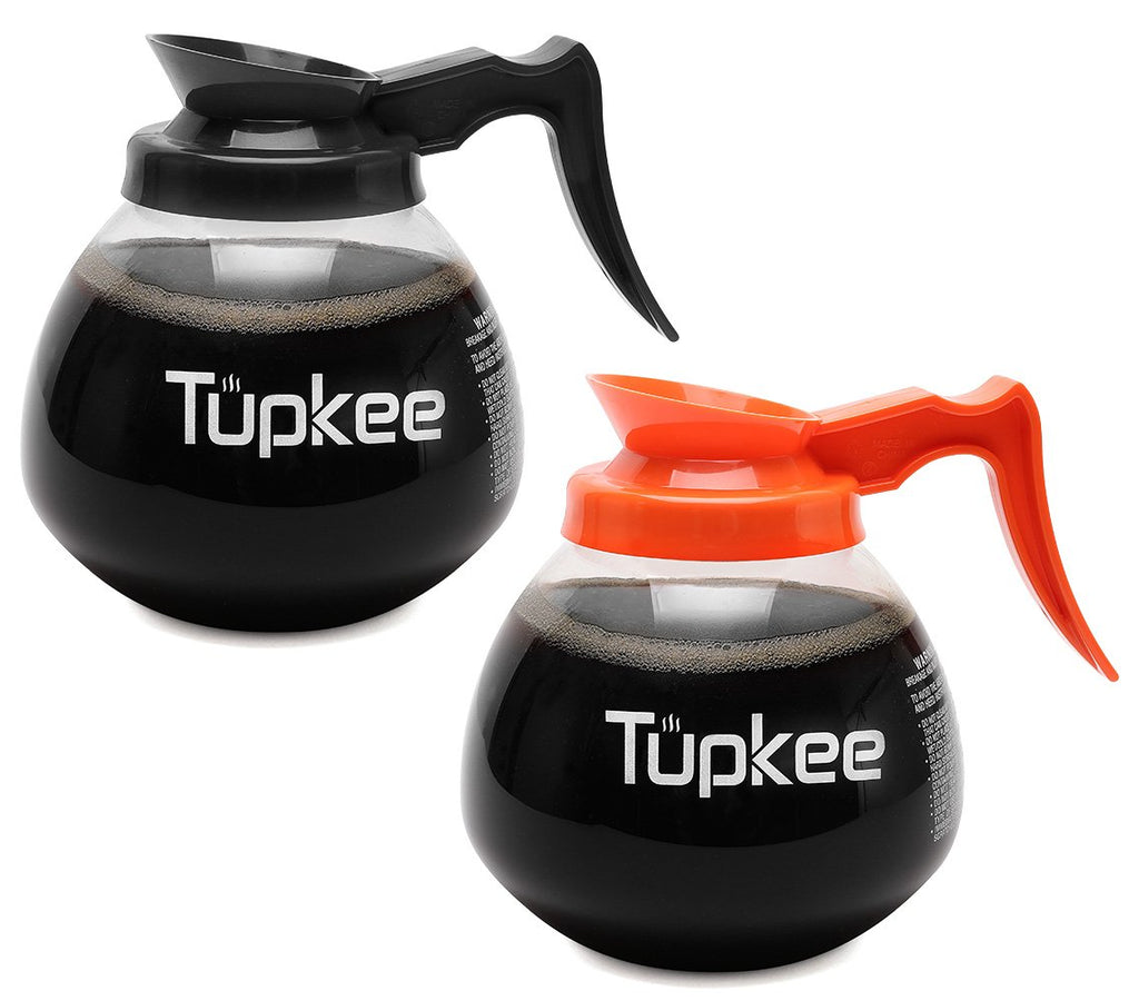 Glass Coffee Pot Replacement Carafe - SHATTER-RESISTANT Commercial Restaurant Decanter Carafe - 64 oz 12 Cup, 2 Black Handle, Set of 2, Compatible with Wilbur Curtis, Bloomfield, Bunn Coffee Pot
