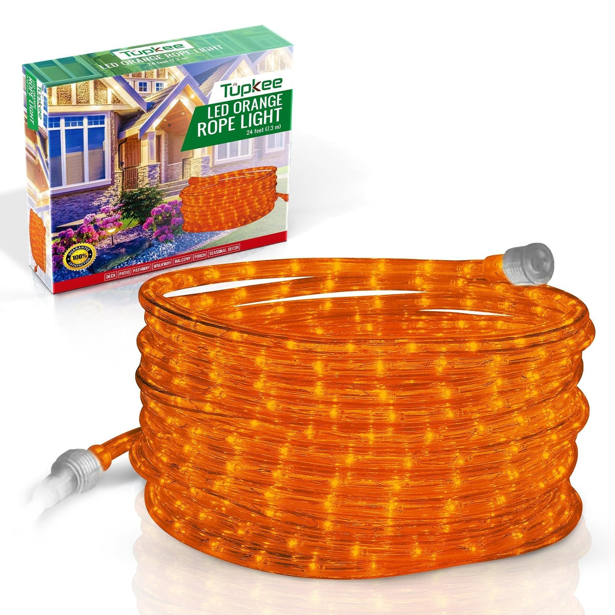 Rope Light LED - 24 Feet (7.3 m), for Indoor and Outdoor use - 10MM Diameter - 144 LED Long Life Bulbs Decorative Rope Tube Lights