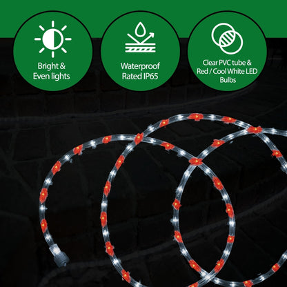 Rope Light LED - 24 Feet (7.3 m), for Indoor and Outdoor use - 10MM Diameter - 144 LED Long Life Bulbs Decorative Rope Tube Lights