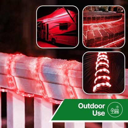 Rope Light LED - 24 Feet (7.3 m), for Indoor and Outdoor use - 10MM Diameter - 144 LED Long Life Bulbs Decorative Rope Tube Lights