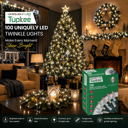 Christmas Uniquely LED Twinkle Lights – Matches Incandescent Exactly - 14 of 100 Lights Twinkle - Indoor Outdoor – 100 Bulbs - 24.75 Feet, Christmas Tree Sparkling Twinkling Lights String