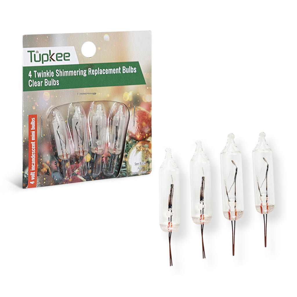 Tupkee Shimmering Twinkle Replacement Bulbs – 4-Volt Incandescent Mini Bulbs - 4 Bulbs per pkg