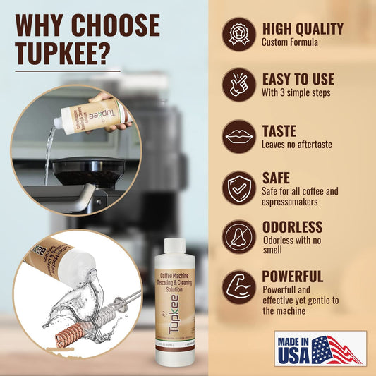 Coffee Machine Descaler Descaling Solution - Made in the USA - 2 Uses Per Bottle – Universal Cleaning Descaler for Keurig, Nespresso, Breville, Delonghi Coffee Makers & Espresso Machines