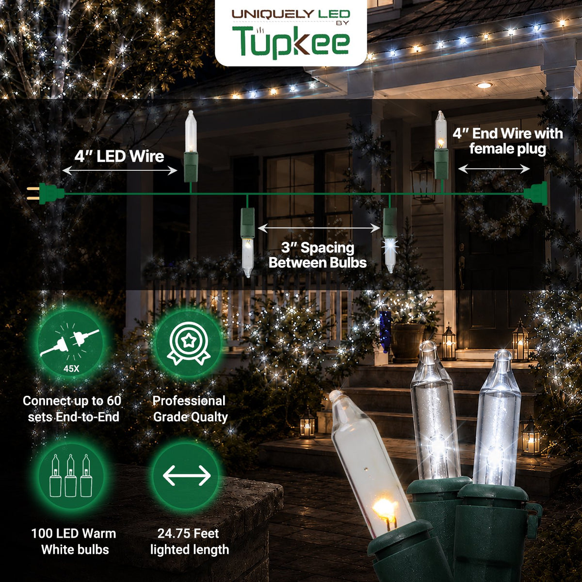 Christmas Uniquely LED Twinkle Lights – Matches Incandescent Exactly - 14 of 100 Lights Twinkle - Indoor Outdoor – 100 Bulbs - 24.75 Feet, Christmas Tree Sparkling Twinkling Lights String