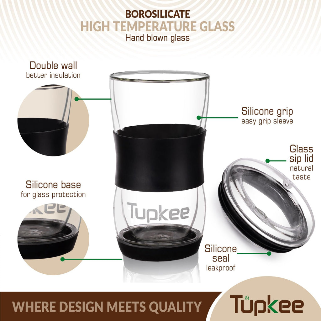 2 stks Dubbelwandige Glazen Tumbler to Go 12oz Herbruikbare Clear 2 stks Dubbelwandige Glazen Tumbler to Go 12oz Herbruikbare Clear