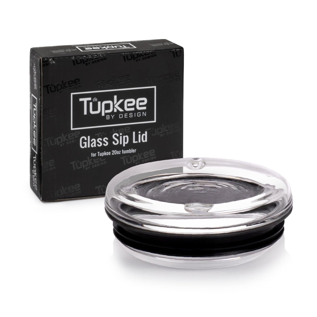 Glass Sip Lid Black - Replacement For Tupkee Double Wall Glass Tumbler, 20oz Hand Blown Glass Travel Mug