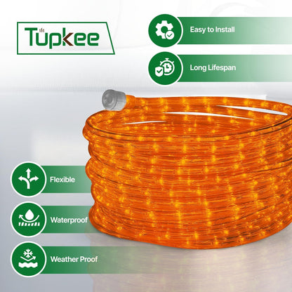Rope Light LED - 24 Feet (7.3 m), for Indoor and Outdoor use - 10MM Diameter - 144 LED Long Life Bulbs Decorative Rope Tube Lights
