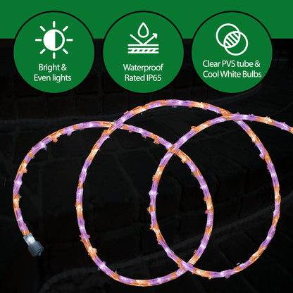 Rope Light LED - 24 Feet (7.3 m), for Indoor and Outdoor use - 10MM Diameter - 144 LED Long Life Bulbs Decorative Rope Tube Lights
