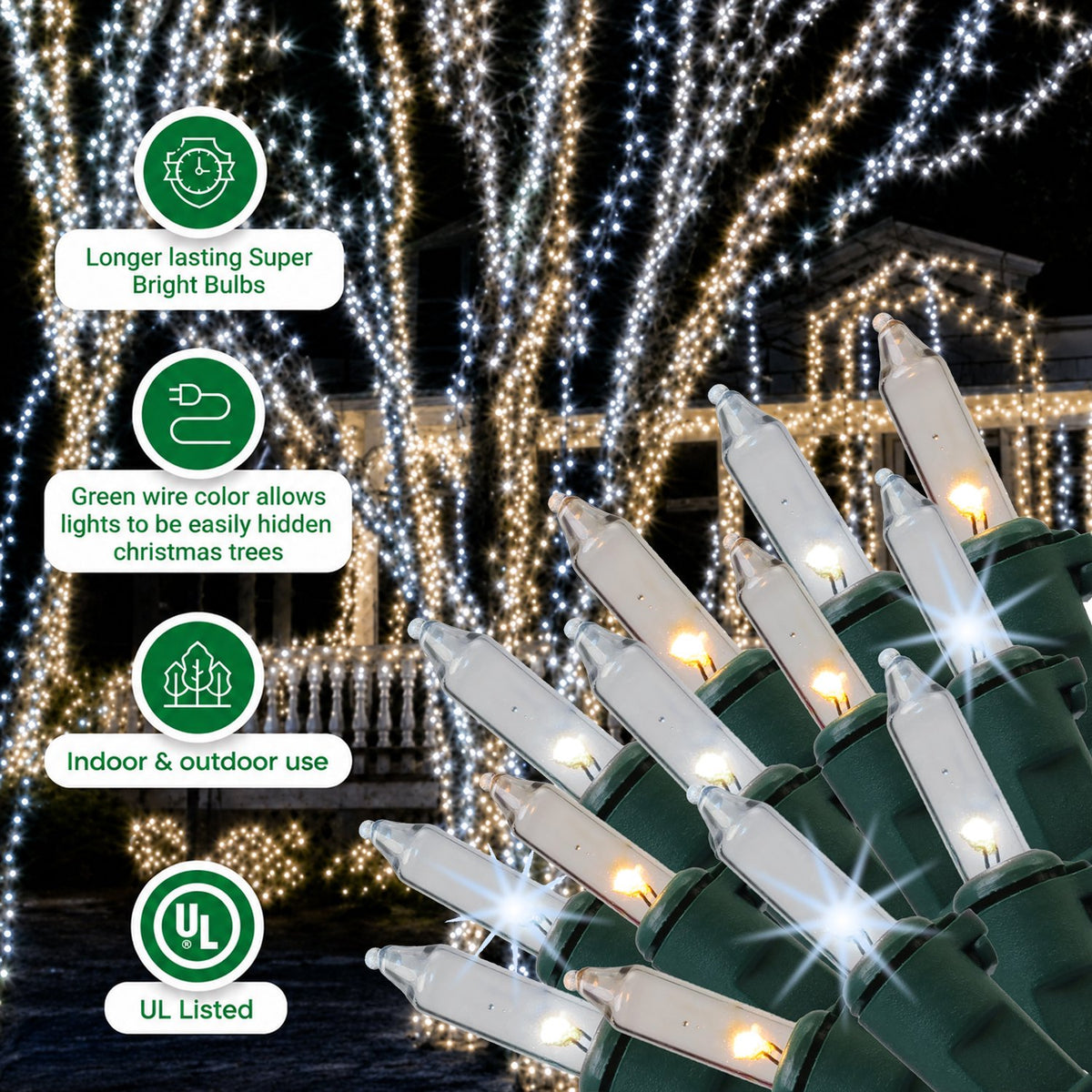 Christmas Uniquely LED Twinkle Lights – Matches Incandescent Exactly - 14 of 100 Lights Twinkle - Indoor Outdoor – 100 Bulbs - 24.75 Feet, Christmas Tree Sparkling Twinkling Lights String
