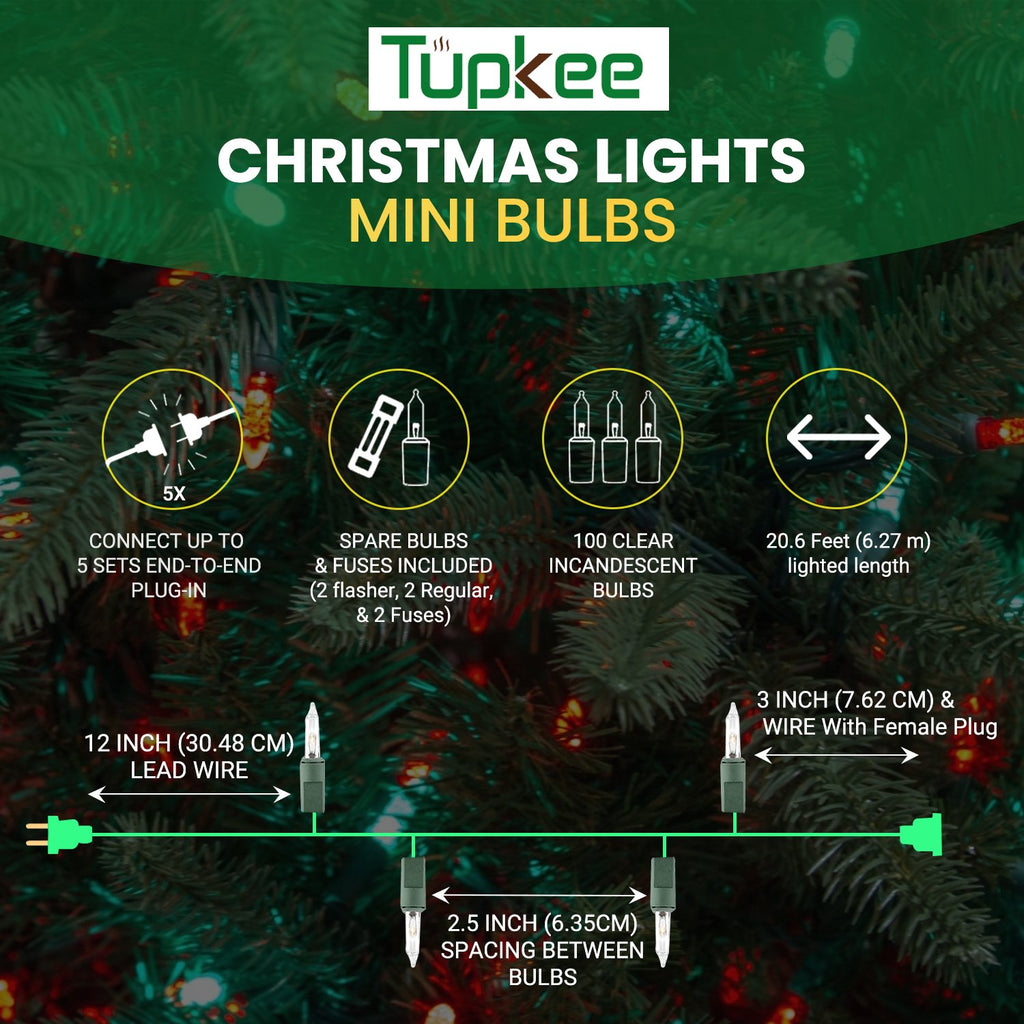 Christmas String Lights 100 Count - Incandescent Mini