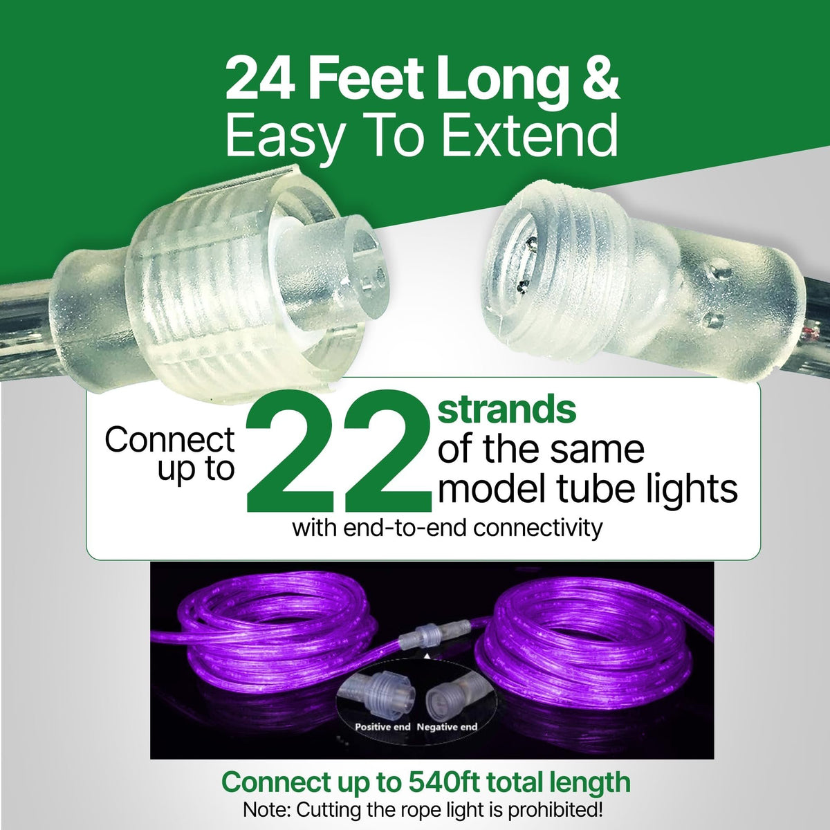 22 Foot Light Rope Rope Light LED - 24 Feet (7.3 m), for Indoor and Outdoor use - 10MM Di ...