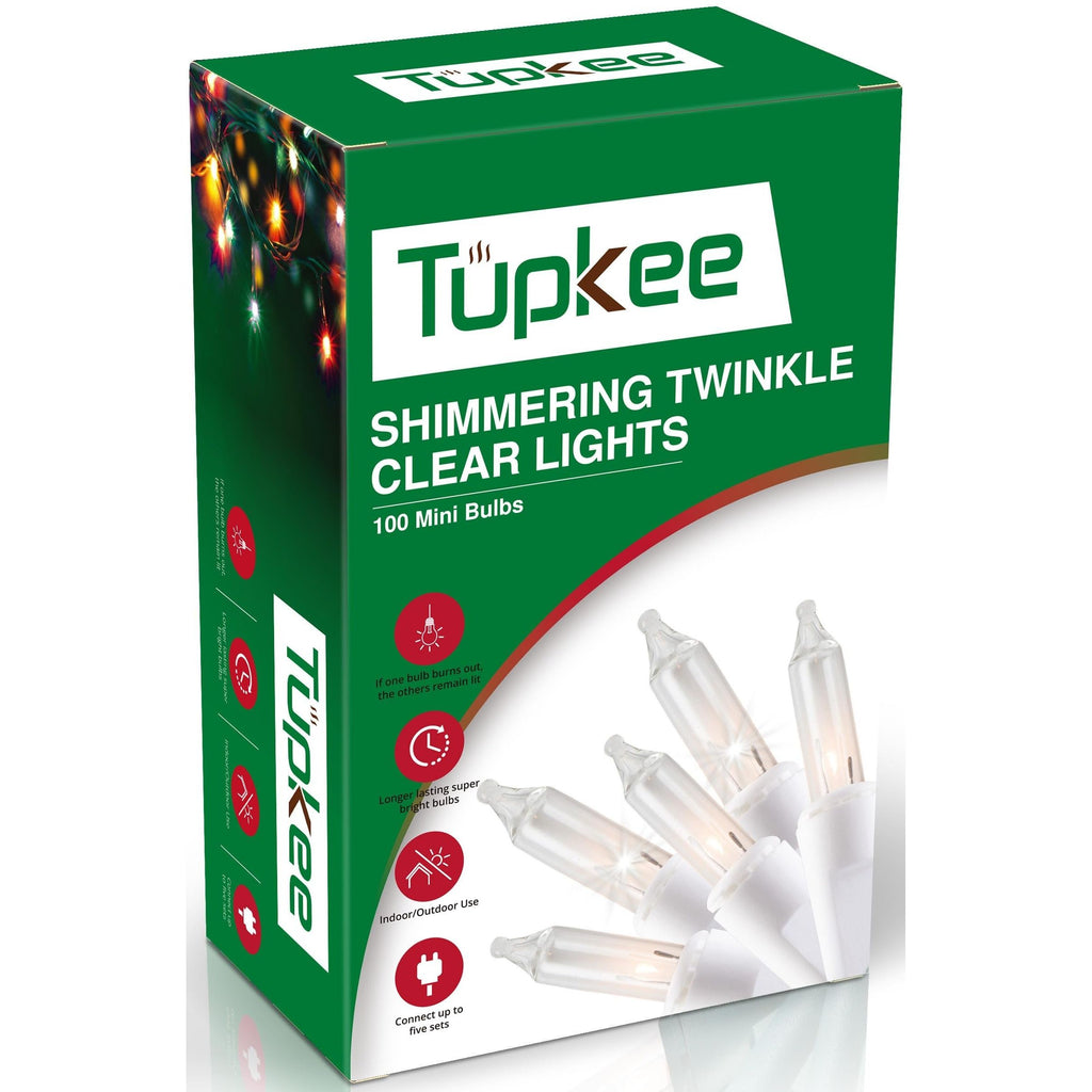 Christmas Random Shimmering Twinkle Lights - 12 of 100 Bulbs Twinkle – Indoor Outdoor - 20.5 Feet White Light String, 100 Clear Bulbs, Christmas Tree Holiday Decor Sparkling Twinkling Christmas Lights
