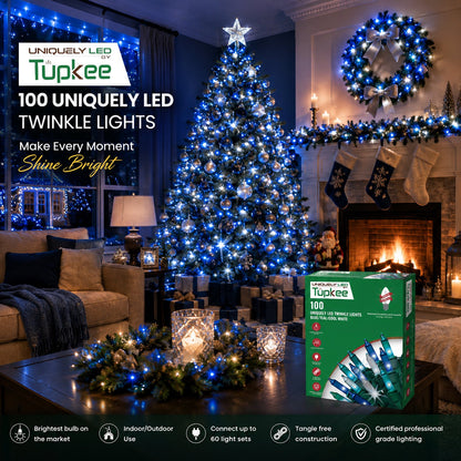 Christmas Uniquely LED Twinkle Lights – Matches Incandescent Exactly - 14 of 100 Lights Twinkle - Indoor Outdoor – 100 Bulbs - 24.75 Feet, Christmas Tree Sparkling Twinkling Lights String