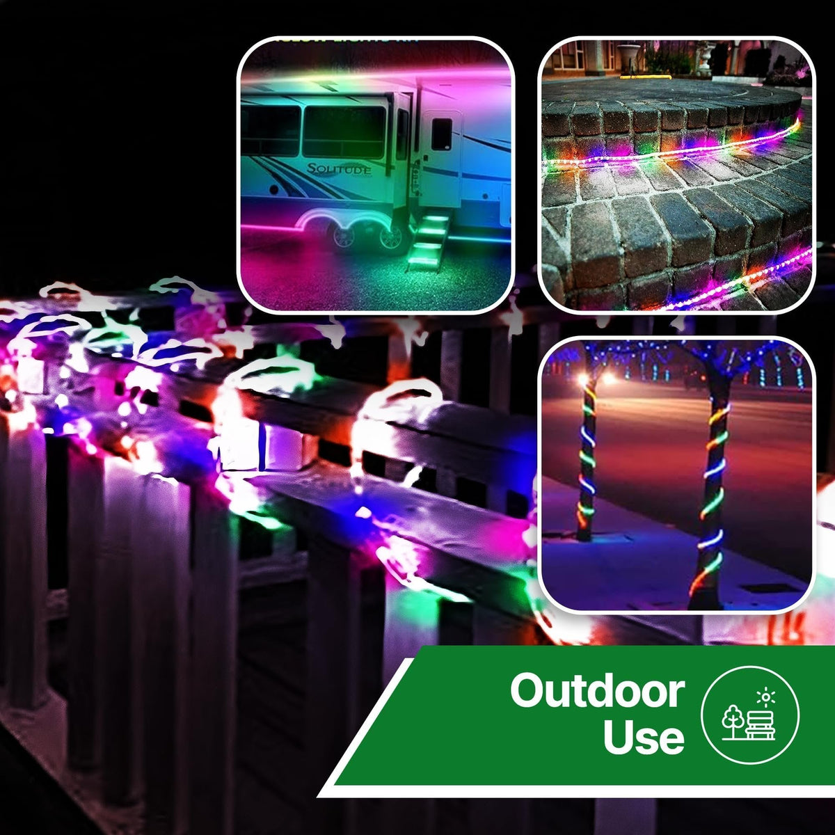 Rope Light LED - 24 Feet (7.3 m), for Indoor and Outdoor use - 10MM Diameter - 144 LED Long Life Bulbs Decorative Rope Tube Lights