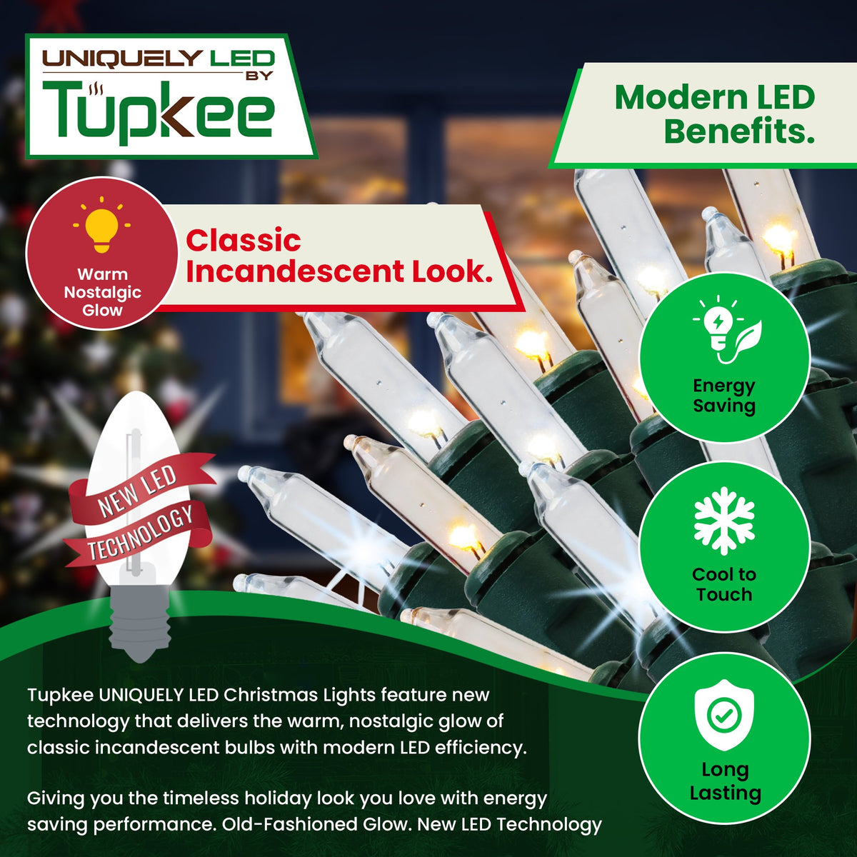 Christmas Uniquely LED Twinkle Lights – Matches Incandescent Exactly - 14 of 100 Lights Twinkle - Indoor Outdoor – 100 Bulbs - 24.75 Feet, Christmas Tree Sparkling Twinkling Lights String
