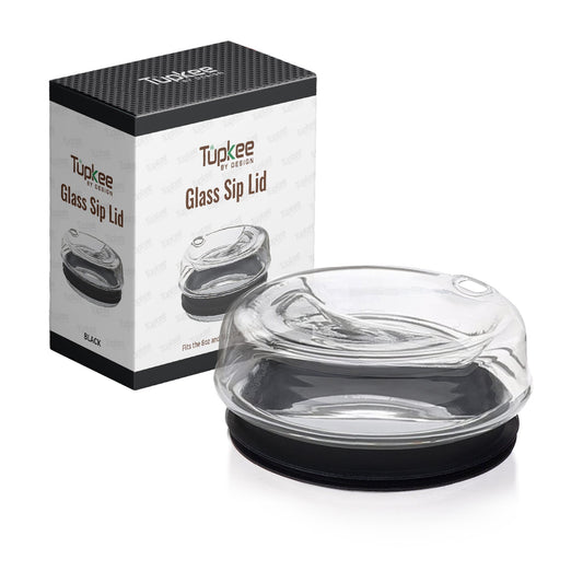 Glass Sip Lid - Replacement Double Wall Glass Tumbler, 14oz & 8oz Hand Blown Glass Travel Mug