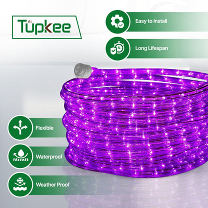 Rope Light LED - 24 Feet (7.3 m), for Indoor and Outdoor use - 10MM Diameter - 144 LED Long Life Bulbs Decorative Rope Tube Lights