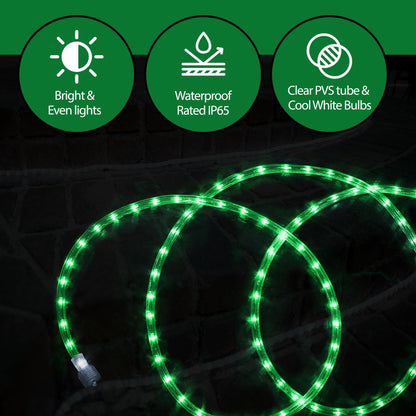Rope Light LED - 24 Feet (7.3 m), for Indoor and Outdoor use - 10MM Diameter - 144 LED Long Life Bulbs Decorative Rope Tube Lights