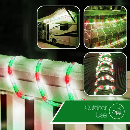 Rope Light LED - 24 Feet (7.3 m), for Indoor and Outdoor use - 10MM Diameter - 144 LED Long Life Bulbs Decorative Rope Tube Lights