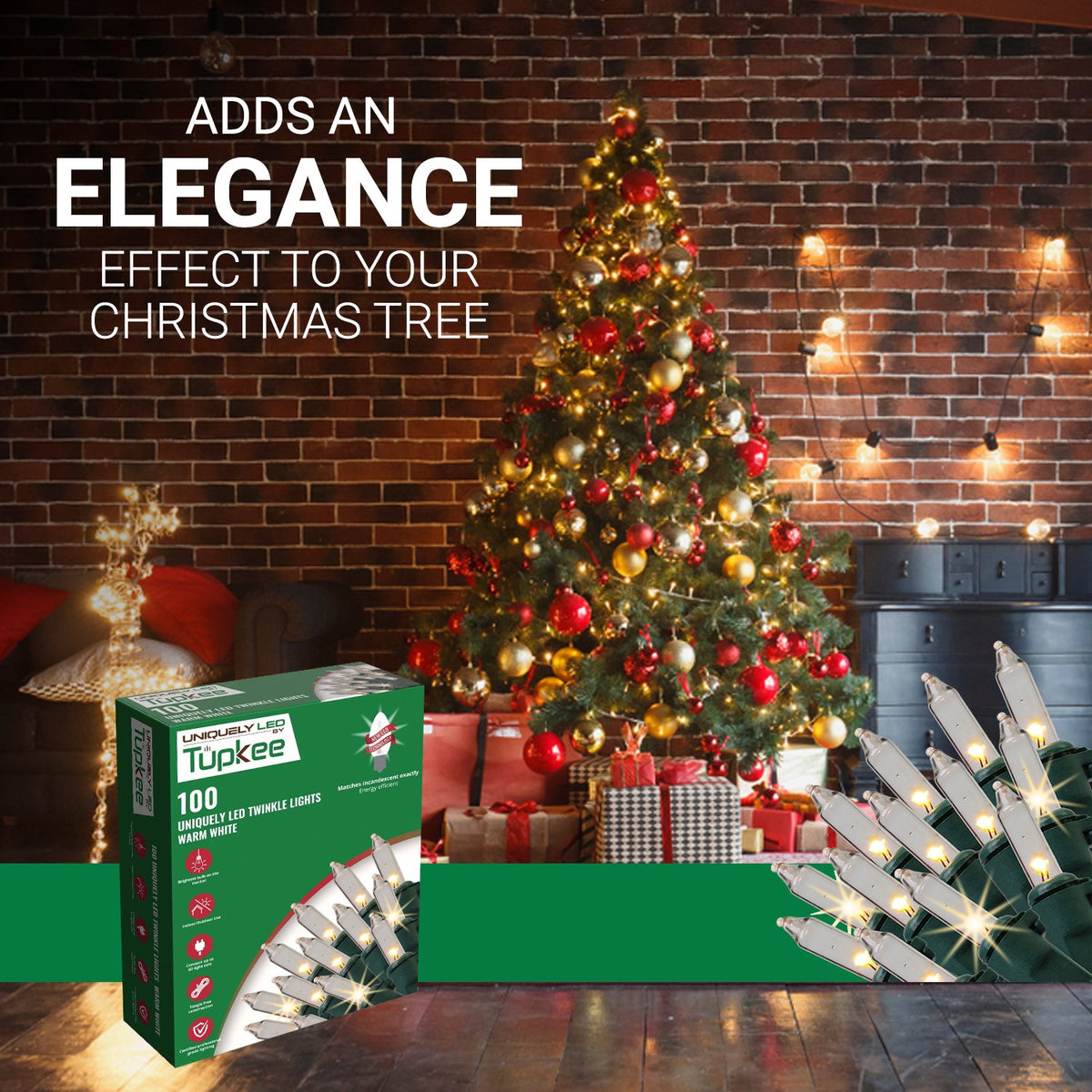 Christmas Uniquely LED Twinkle Lights – Matches Incandescent Exactly - 14 of 100 Lights Twinkle - Indoor Outdoor – 100 Bulbs - 24.75 Feet, Christmas Tree Sparkling Twinkling Lights String