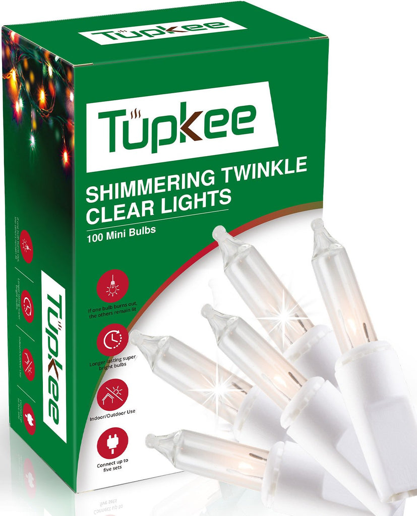 Christmas Random Shimmering Twinkle Lights - 12 of 100 Bulbs Twinkle – Indoor Outdoor - 20.5 Feet White Light String, 100 Clear Bulbs, Christmas Tree Holiday Decor Sparkling Twinkling Christmas Lights