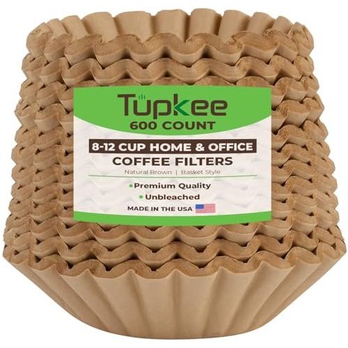 Coffee Filters 8-12 Cups - Basket Style, Natural Brown Unbleached Coffee Filter, Made in the USA