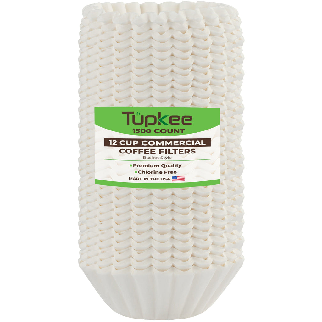 Tupkee Large Coffee Filters 12 Cup - 1500 Count 9.75 inch x 4.25 inch Tall Walled Premium Coffee Filter to Prevent Messy Ground Overflow
