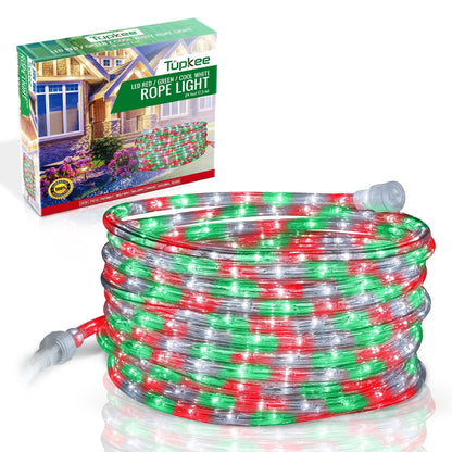 Rope Light LED - 24 Feet (7.3 m), for Indoor and Outdoor use - 10MM Diameter - 144 LED Long Life Bulbs Decorative Rope Tube Lights