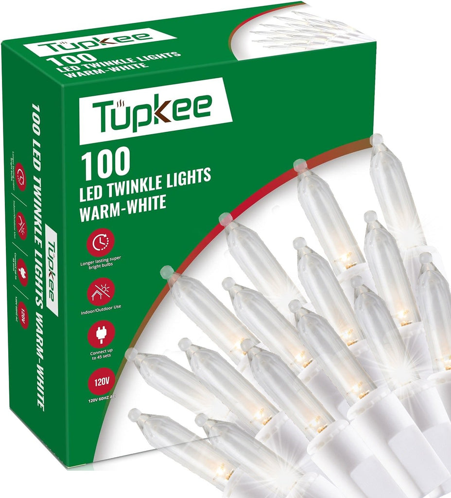 Christmas LED Random Twinkle Lights - 16 of 100 Bulbs Twinkle - LED Warm White Christmas Tree Lights - Indoor Outdoor – 24.75 Feet White Light String, Sparkling Twinkling Holiday Decor