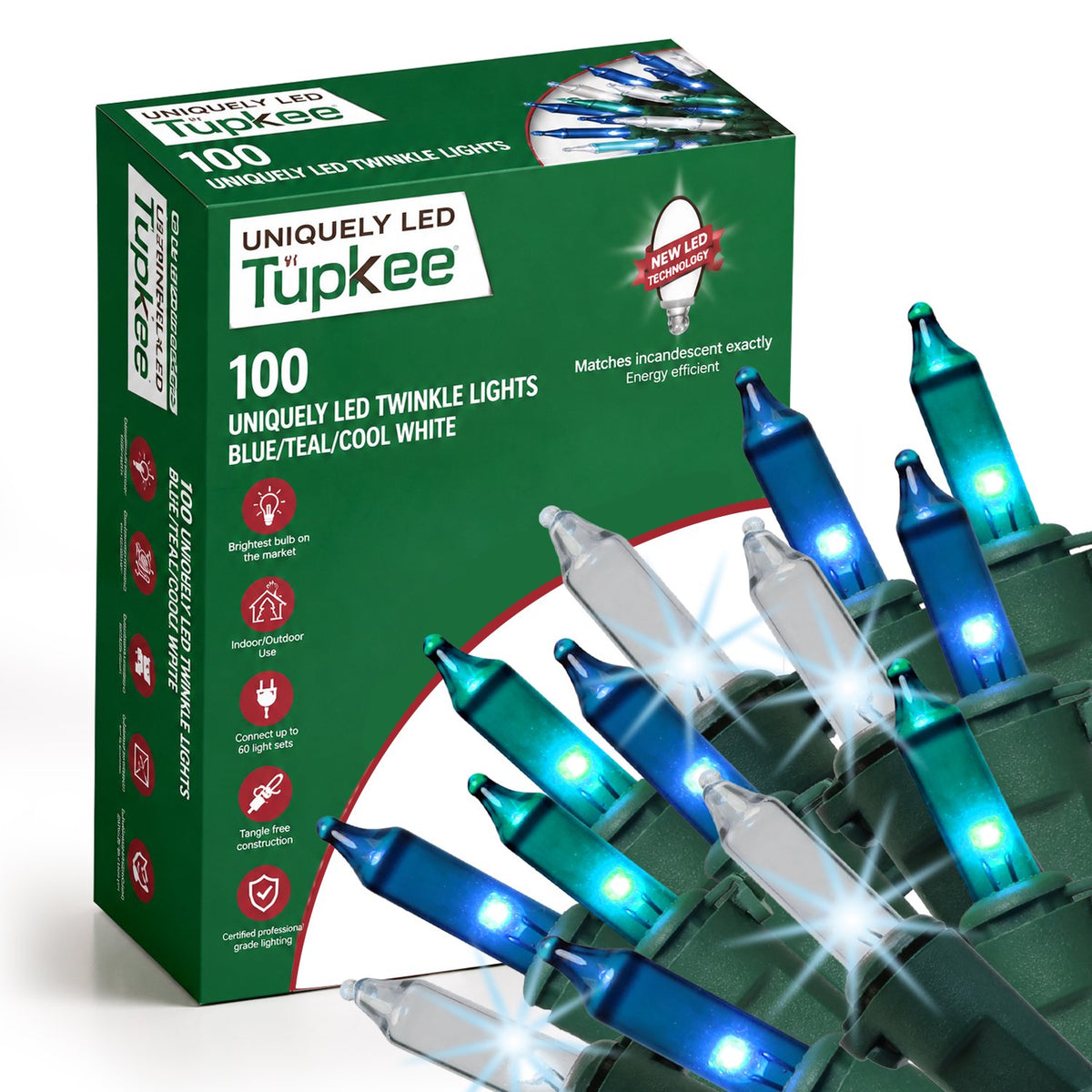 Christmas Uniquely LED Twinkle Lights – Matches Incandescent Exactly - 14 of 100 Lights Twinkle - Indoor Outdoor – 100 Bulbs - 24.75 Feet, Christmas Tree Sparkling Twinkling Lights String