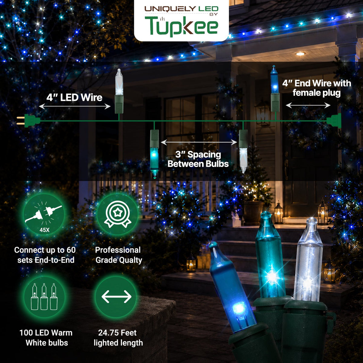 Christmas Uniquely LED Twinkle Lights – Matches Incandescent Exactly - 14 of 100 Lights Twinkle - Indoor Outdoor – 100 Bulbs - 24.75 Feet, Christmas Tree Sparkling Twinkling Lights String