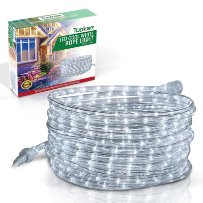Rope Light LED - 24 Feet (7.3 m), for Indoor and Outdoor use - 10MM Diameter - 144 LED Long Life Bulbs Decorative Rope Tube Lights