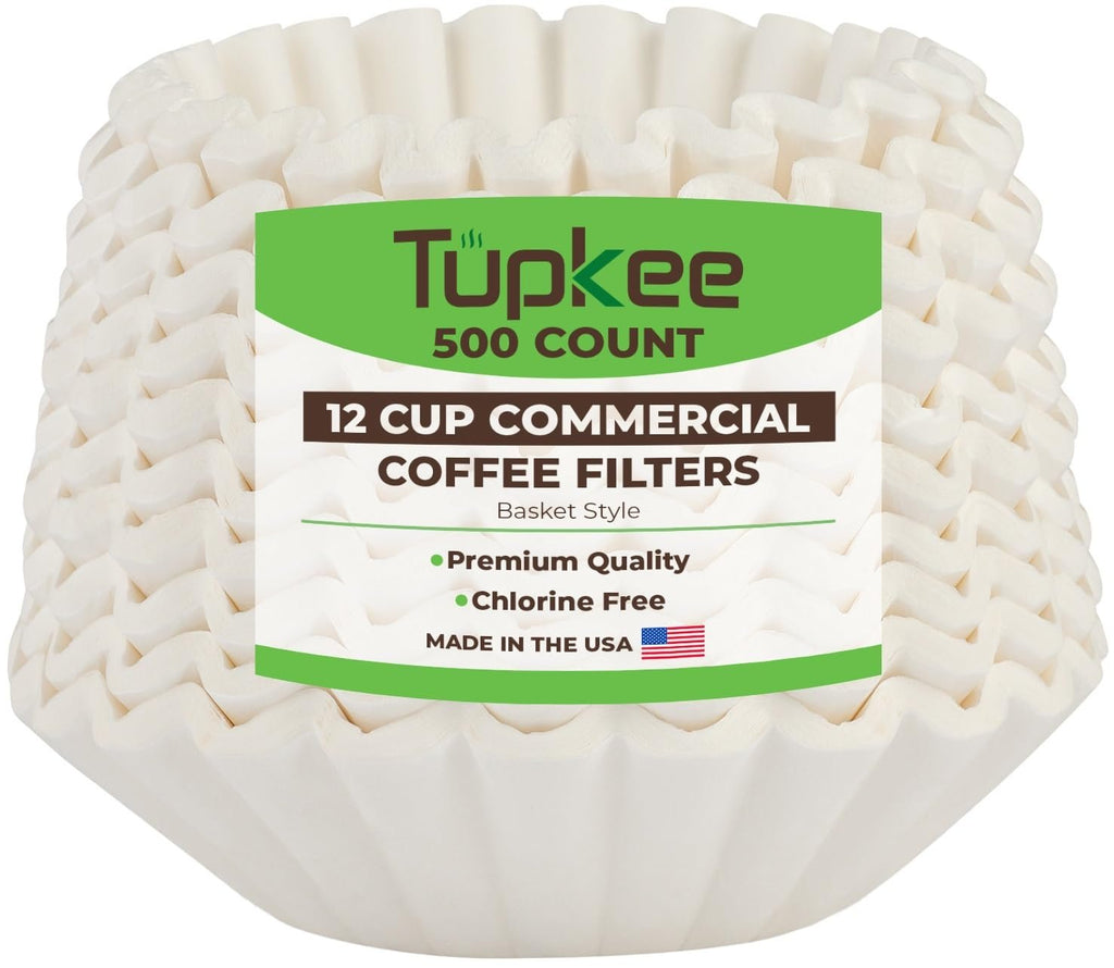Tupkee Large Coffee Filters 12 Cup - (500 Count) 9.75" x 4.25" Tall Walled Premium Coffee Filter to Prevent Messy Ground Overflow - Compatible with Bunn Commercial & Large Home Machines - Made in USA