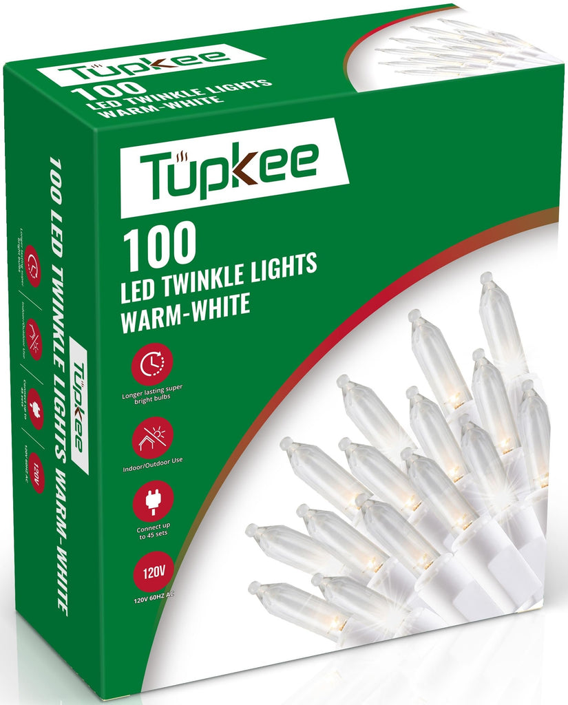 Christmas LED Random Twinkle Lights - 16 of 100 Bulbs Twinkle - LED Warm White Christmas Tree Lights - Indoor Outdoor – 24.75 Feet White Light String, Sparkling Twinkling Holiday Decor