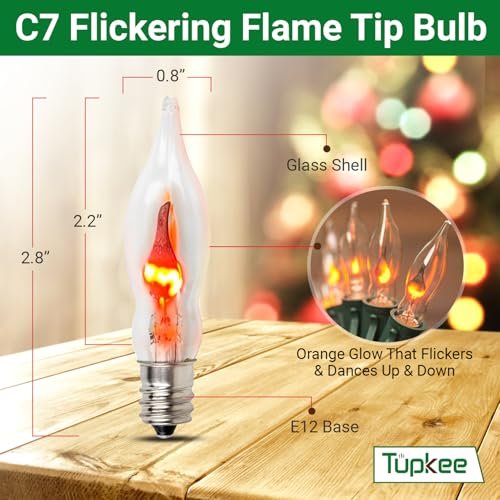 C7 flickering flame tip bulb