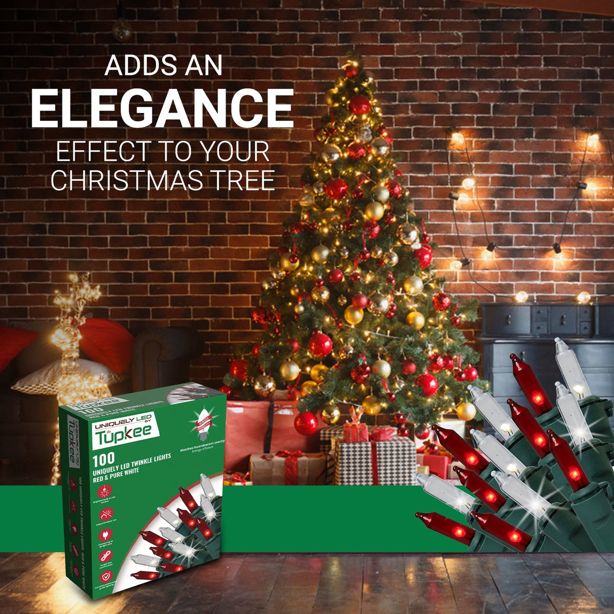 Christmas Uniquely LED Twinkle Lights – Matches Incandescent Exactly - 14 of 100 Lights Twinkle - Indoor Outdoor – 100 Bulbs - 24.75 Feet, Christmas Tree Sparkling Twinkling Lights String