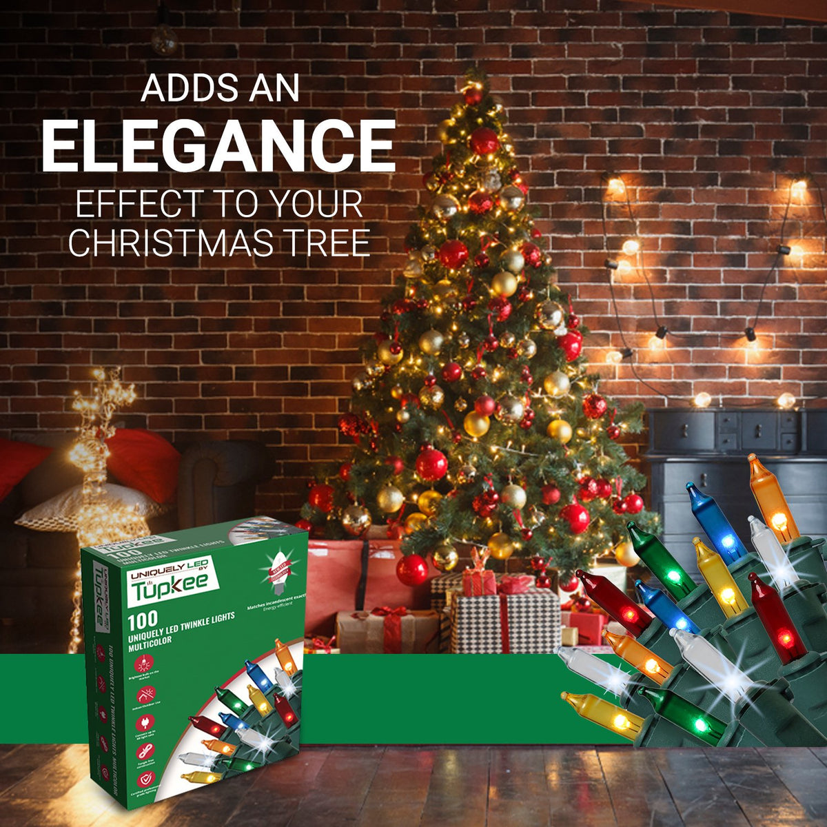 Christmas Uniquely LED Twinkle Lights – Matches Incandescent Exactly - 14 of 100 Lights Twinkle - Indoor Outdoor – 100 Bulbs - 24.75 Feet, Christmas Tree Sparkling Twinkling Lights String