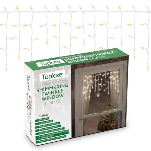 Shimmering Twinkle Window Icicle Lights - 3 Feet (0.91 m), 50 Clear Incandescent Christmas Indoor Outdoor Random Twinkle Icicle Lights - 8 of 50 Lights Twinkle