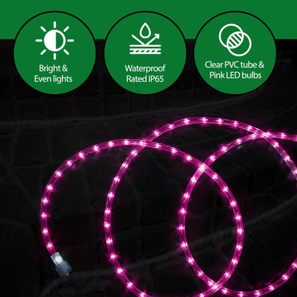 Rope Light LED - 24 Feet (7.3 m), for Indoor and Outdoor use - 10MM Diameter - 144 LED Long Life Bulbs Decorative Rope Tube Lights