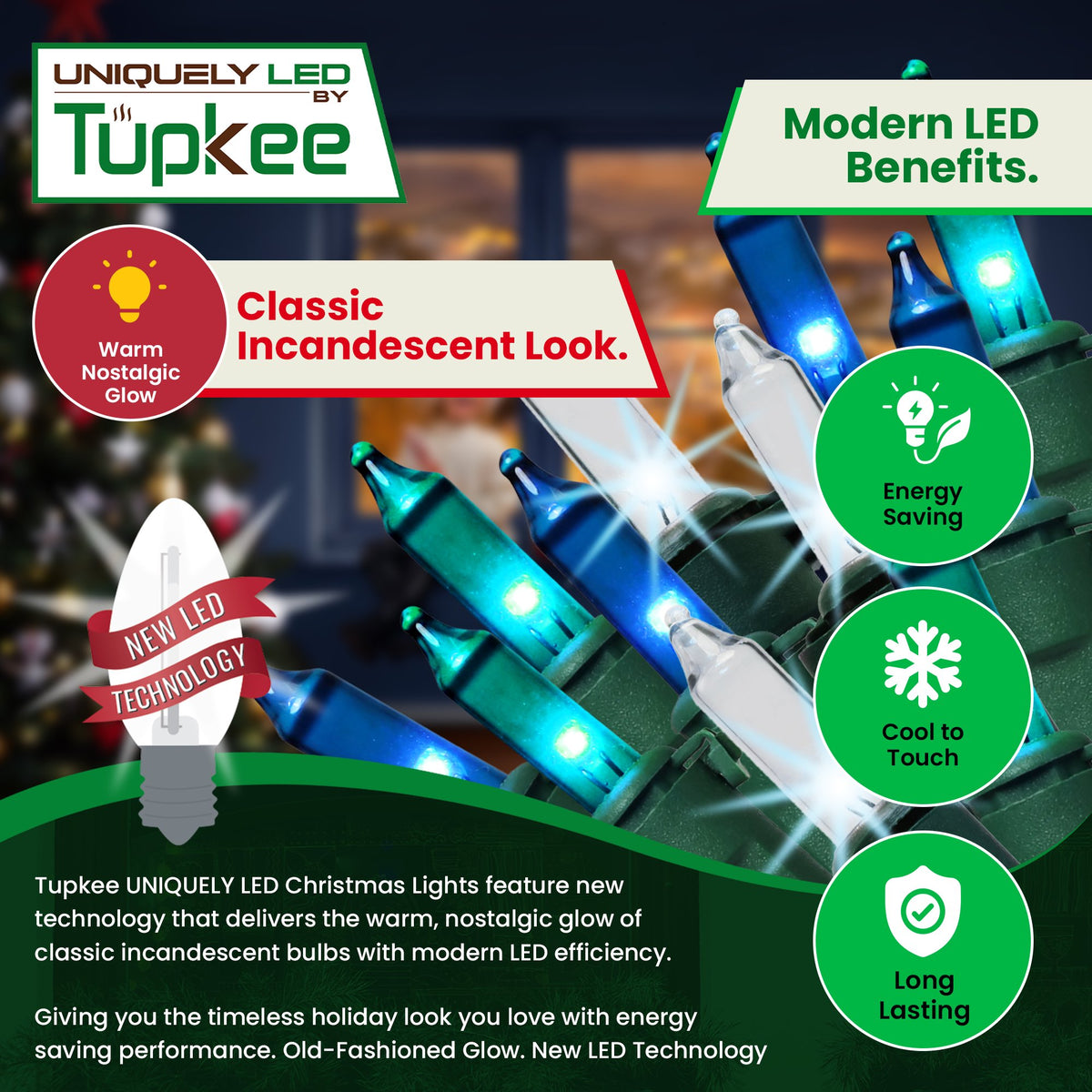 Christmas Uniquely LED Twinkle Lights – Matches Incandescent Exactly - 14 of 100 Lights Twinkle - Indoor Outdoor – 100 Bulbs - 24.75 Feet, Christmas Tree Sparkling Twinkling Lights String
