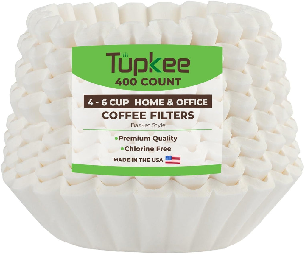 Coffee Filters 4-6 Cups - 400 Count, Junior Basket Style, White Paper, Chlorine Free 5 Cup Coffee Filter, Made in the USA