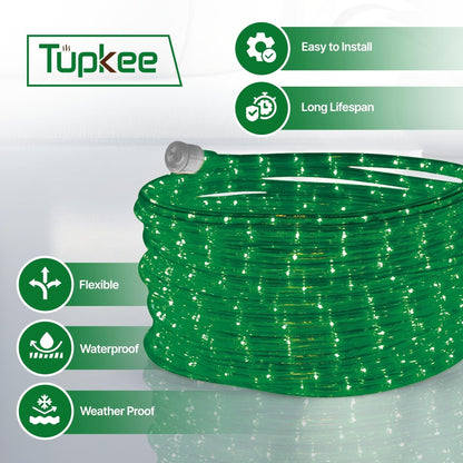 Rope Light LED - 24 Feet (7.3 m), for Indoor and Outdoor use - 10MM Diameter - 144 LED Long Life Bulbs Decorative Rope Tube Lights