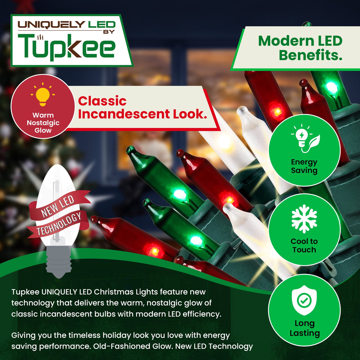 Christmas Uniquely LED Twinkle Lights – Matches Incandescent Exactly - 14 of 100 Lights Twinkle - Indoor Outdoor – 100 Bulbs - 24.75 Feet, Christmas Tree Sparkling Twinkling Lights String