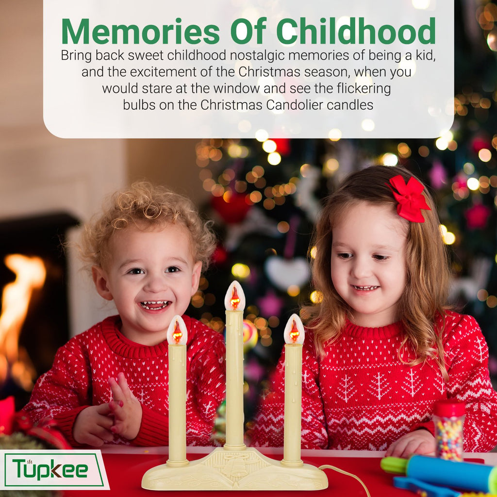 Tupkee Christmas Candolier Window Candles – with Flickering Bulbs – In