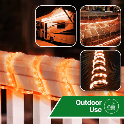 Rope Light LED - 24 Feet (7.3 m), for Indoor and Outdoor use - 10MM Diameter - 144 LED Long Life Bulbs Decorative Rope Tube Lights